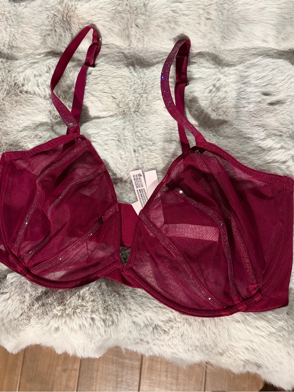 Victoria's Secret Burgundy Sheer Underwire Bra